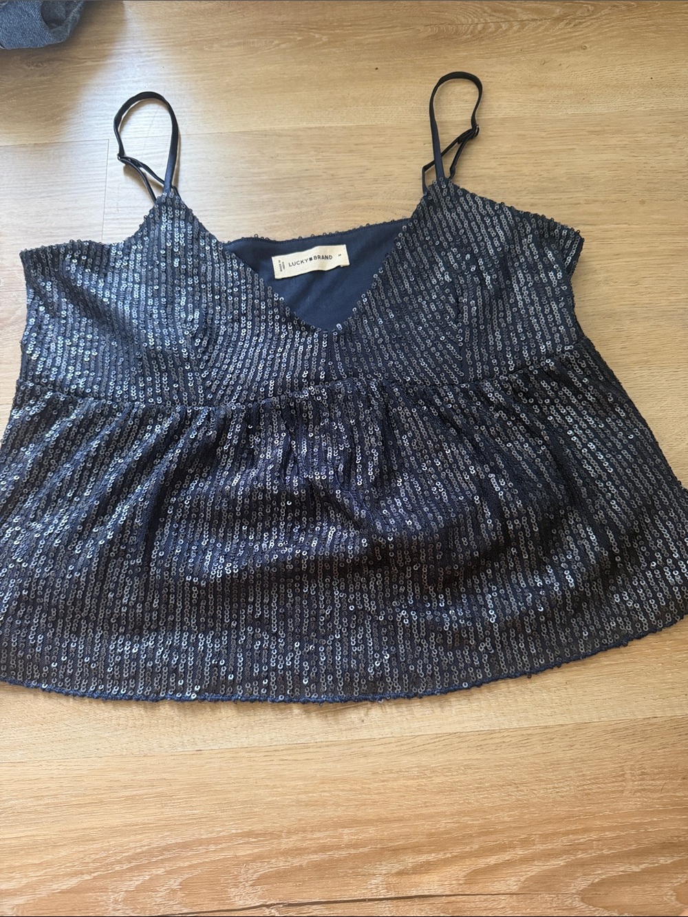 Lucky Brand Navy Sequin Camisole Tank